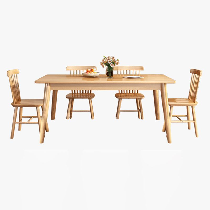 Contemporary Solid Wood Rectangle Dining Room Set with 4 Wood Legs for Kitchen Furniture Clearhalo 'Dining Room Sets' 'Dining Tables & Seating' 'dining_room_set' 'furn' 'furn_dining_room_set' 'Furniture' 'furniture_dining_room_set' 'Kitchen & Dining Furniture' 'kitchen&dining_furn' 'kitchen' 1200x1200_8a88cd26-a784-4619-ae1f-0a973e414adf