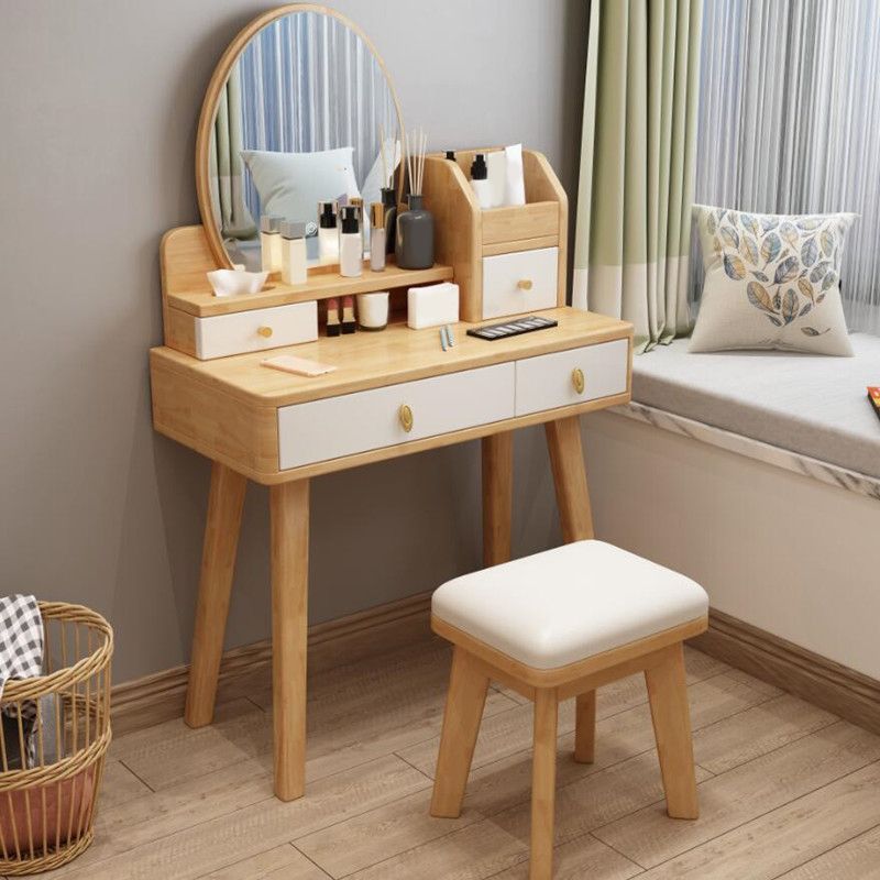 4 cassetti e specchio set da toeletta per il trucco per il trucco per il trucco per la scrivania in legno in legno