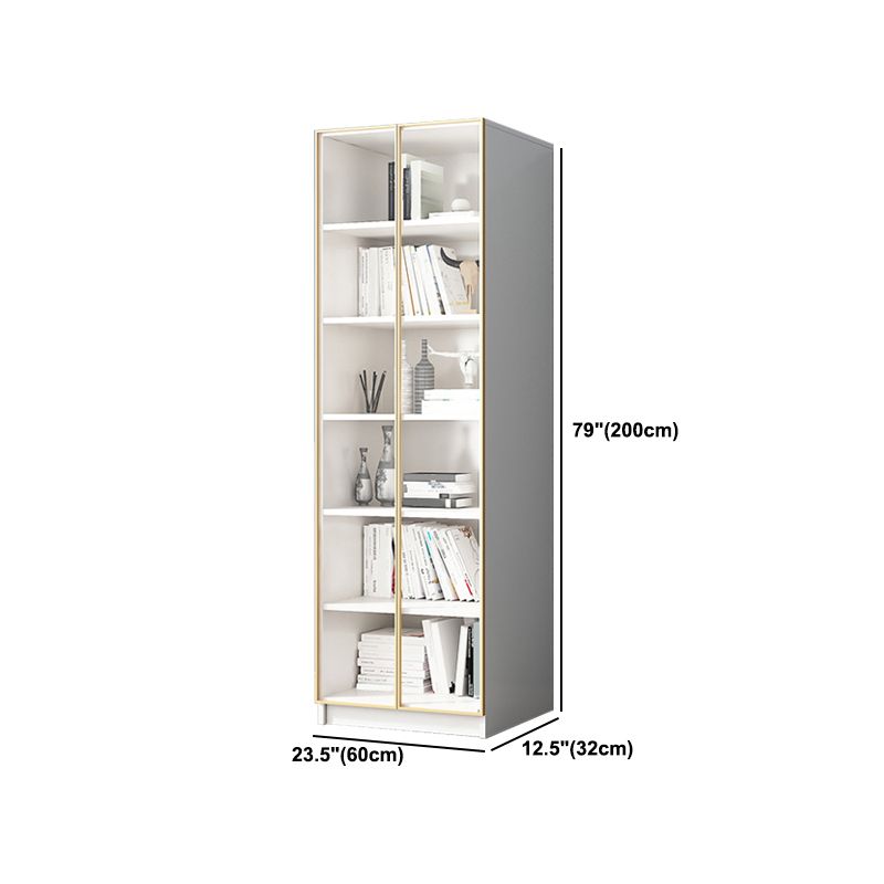 Modern Engineered Wood Bookshelf Standard Closed Back Vertical Bookcase with Doors