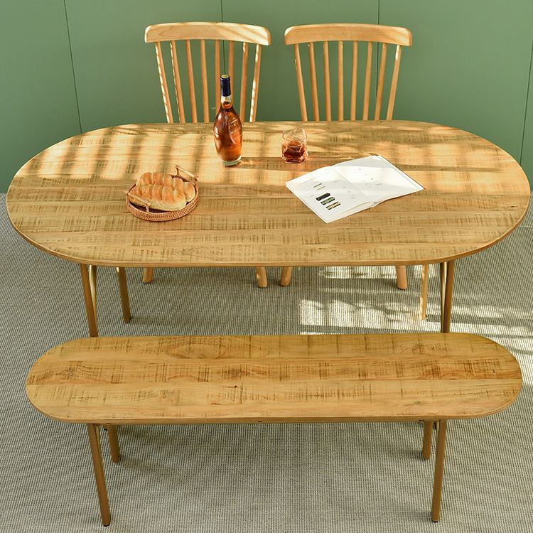 Contemporary Solid Wood Khaki Dining Table Oval Shape Standard Dining Table for Kitchen Clearhalo ' dining_table' 'Dining Tables & Seating' 'Dining Tables' 'furn' 'furn_dining_table' 'Furniture' 'furniture_dining_table' 'Kitchen & Dining Furniture' 'kitchen&dining_furn' 'kitchen' 'kitchen_dining_table' 1200x1200_8a8a10dc-5d71-4bae-87f6-07a968369aec