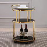 32.28" High Modern Style Round Prep Table Rolling Metal Prep Table for Home