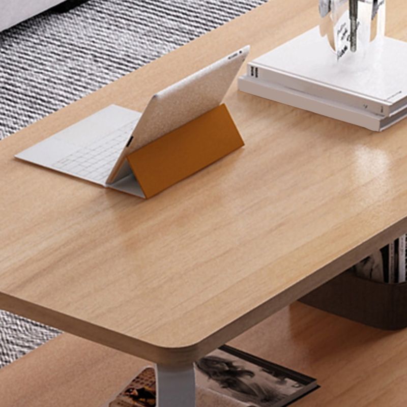 Modern Style Wooden Rectangular Table with Abstract Base for Storage Rack Coffee Table Clearhalo 'Coffee & Accent Tables' 'Coffee Tables' 'coffee_tables' 'furn' 'furn_coffee_tables' 'Furniture' 'Living Room Furniture' 1200x1200_8a8c917b-e9a8-4164-a112-72f0c136d1c6