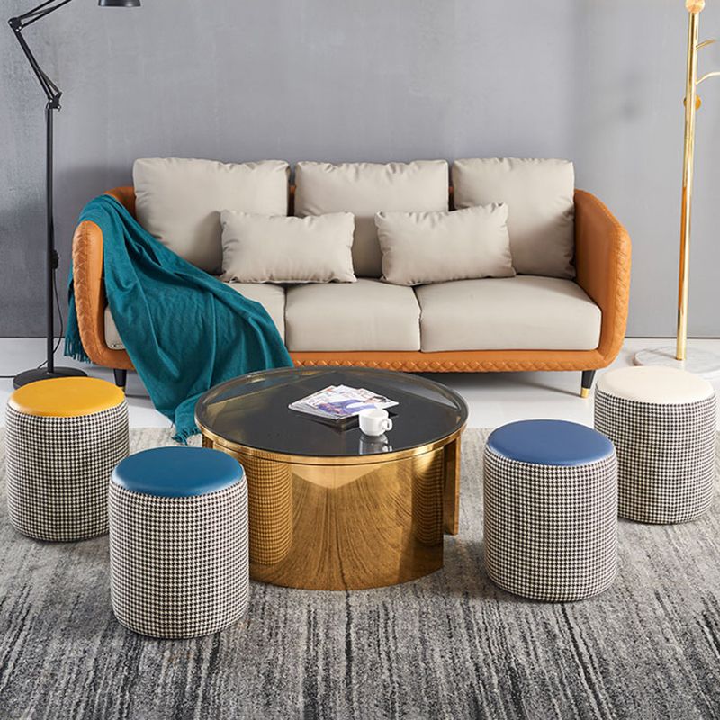 Modern Contrast Color Boucle Pouf Cylinder Shape Cotton Scratch Fool Stool Ottoman Clearhalo 'furn' 'furn_ottomans_poufs' 'Furniture' 'Living Room Furniture' 'Ottomans & Poufs' 'ottomans_poufs' 1200x1200_8a910d4c-c124-4c86-9f3b-f1557dc2542e