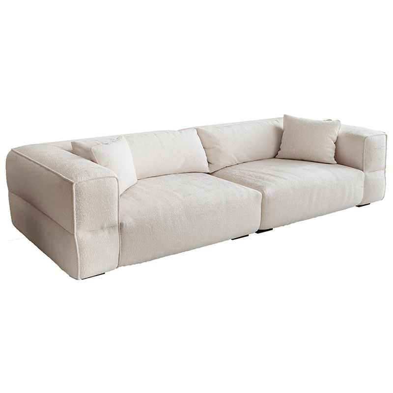 White Wool Tuxedo Arm Sofa 42.51" Wide Contemporary Standard Sofa