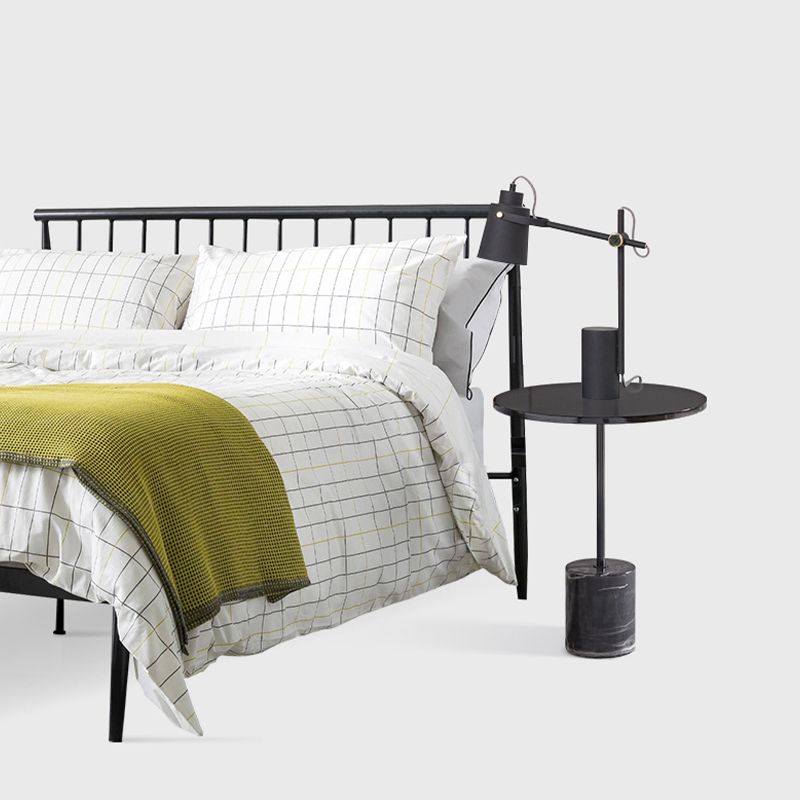 Mesa de portaobjetos del pedestal negro mesa redonda de la esquina para la sala de estar