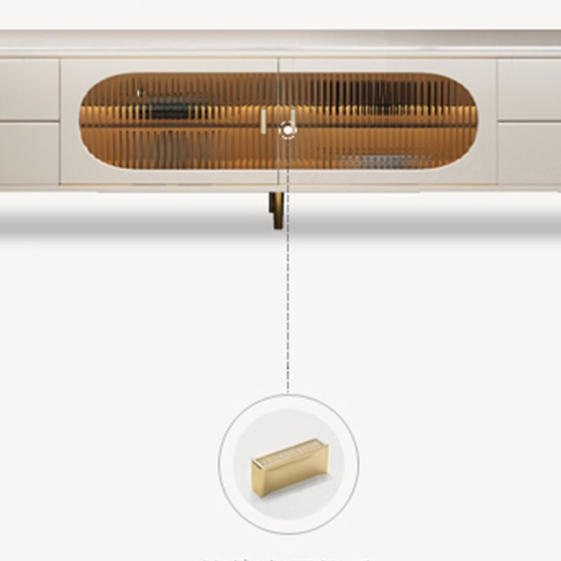 White Stone TV Stand Modern TV Media Stand with Legs for Living Room