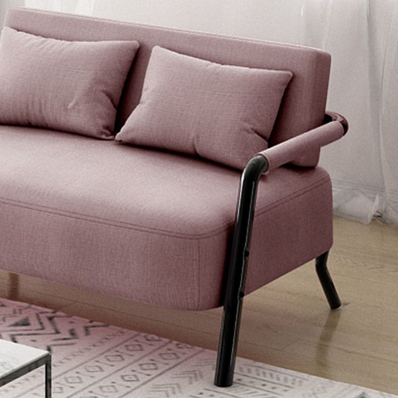 Divano contemporaneo con 2 cuscini di divano nero a braccio quadrato standard