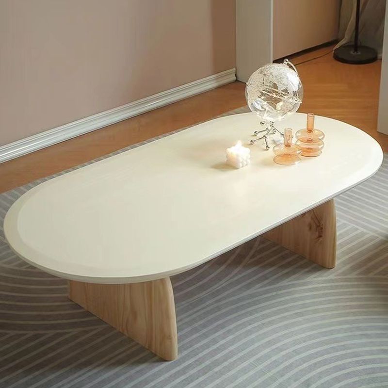 Solid Wood Oval Side Table Modern Living Room End Table with 2 Legs Clearhalo 'Coffee & Accent Tables' 'Coffee Tables' 'coffee_tables' 'furn' 'furn_coffee_tables' 'Furniture' 'Living Room Furniture' 1200x1200_8a957a0a-e790-4d6c-8eda-4518a24802e2