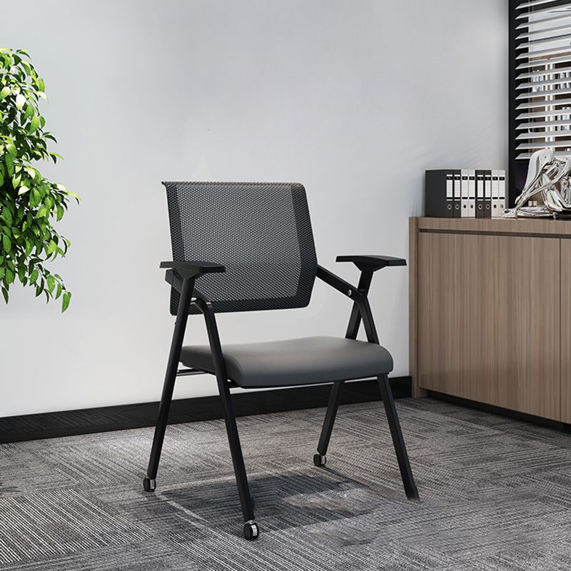 Mid Back Conference Chair with Fixed Arms Modern Office Chair with Metal Frame Clearhalo 'furn' 'furn_office_chair' 'Furniture' 'furniture_office_chair' 'Office Chairs' 'Office Furniture' 'office_chair' 1200x1200_8a97f7ad-b8e1-411a-97a1-f92bd585d558
