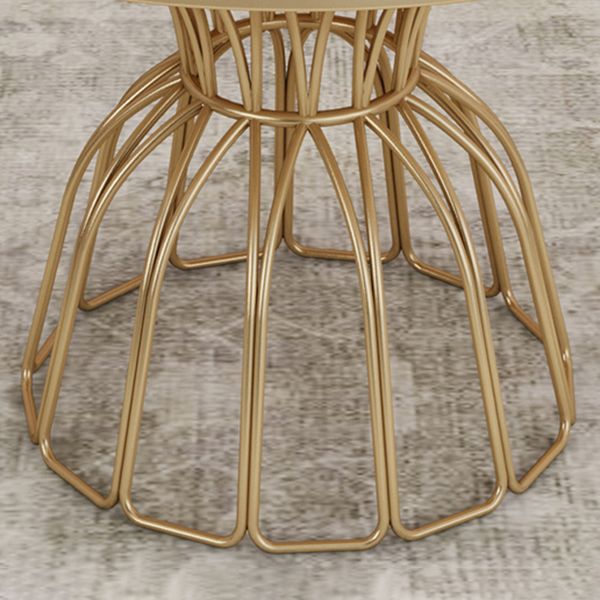 Mesa de comedor blanca redonda de mesa de lujo tradicional con marco de oro