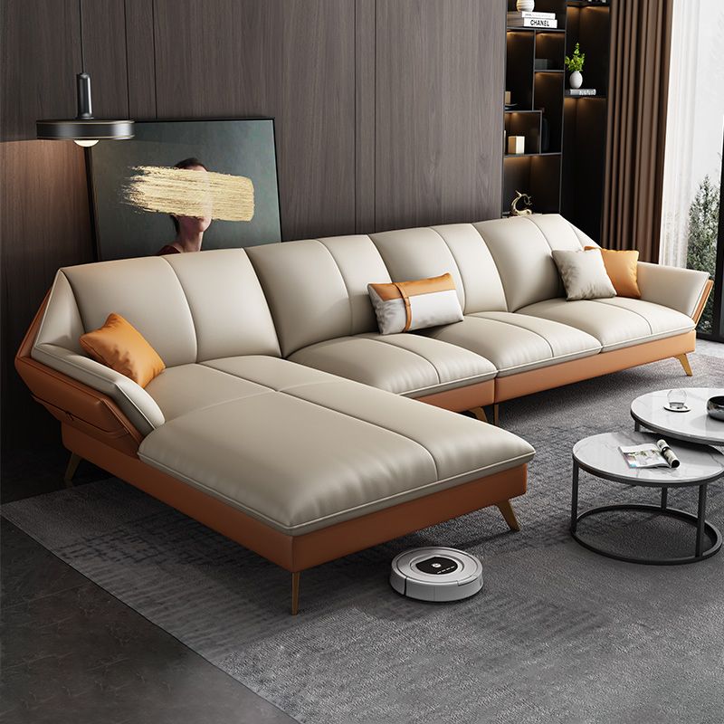 33.4"H Faux Leather Flared Arm Sofa & Chaise for Living Room