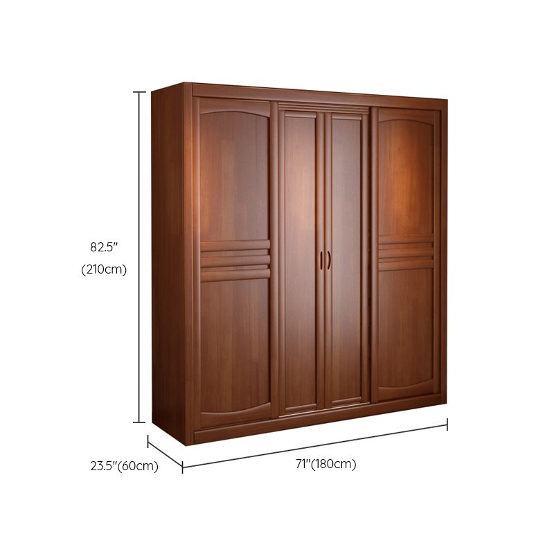 Rubber Wood Frame Wardrobe Freestanding Wardrobe Armoire with Shelves and Clothes Rail Clearhalo 'Armoires & Wardrobes' 'armoires_wardrobes' 'Bedroom Furniture' 'furn' 'furn_armoires_wardrobes' 'Furniture' 1200x1200_8a9f00c8-e83d-42cc-9e94-76cce84194c4