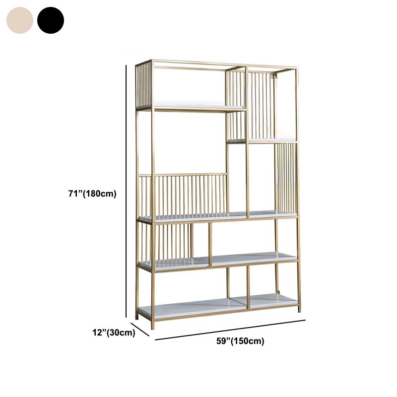 70.9" Tall Metal Book Shelf With Rectangular Shelves Bookshelf Open Back