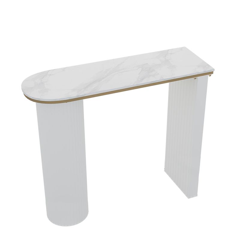 Faux Marble Bistro Bar Table Double Pedestal Bar Table for Living Room Clearhalo 'Bar Furniture' 'Bar Tables' 'bar_tables' 'furn' 'furn_bar_tables' 'Furniture' 'Kitchen & Dining Furniture' 1200x1200_8aa03e2e-535b-4672-b8f1-173de5842a8b