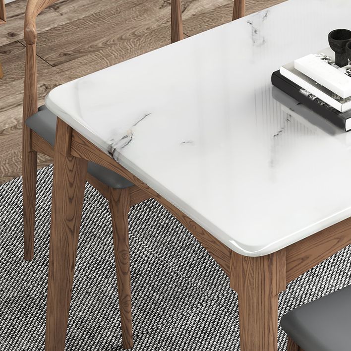 Medieval Modern Sintered Stone Table Kitchen Rectangle White Top Table with 4 Wood Legs Clearhalo ' dining_table' 'Dining Tables & Seating' 'Dining Tables' 'furn' 'furn_dining_table' 'Furniture' 'furniture_dining_table' 'Kitchen & Dining Furniture' 'kitchen&dining_furn' 'kitchen' 'kitchen_dining_table' 1200x1200_8aa0e66c-fe34-4bb0-89a1-626b0e1797e3