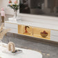 Glam Style Stone TV Stand White Color Console TV de stockage fermé avec 2 dessins