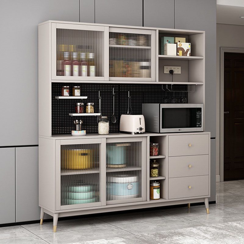 Ultra Modern Glass Doors Dining Hutch Faux Wood Storage Cabinet for Dining Room Clearhalo 'Display & China Cabinets' 'display_china_cabinets' 'furn' 'furn_display_china_cabinets' 'Furniture' 'Kitchen & Dining Furniture' 1200x1200_8aa4f7cd-2af1-4138-aebb-b11207c5b07e