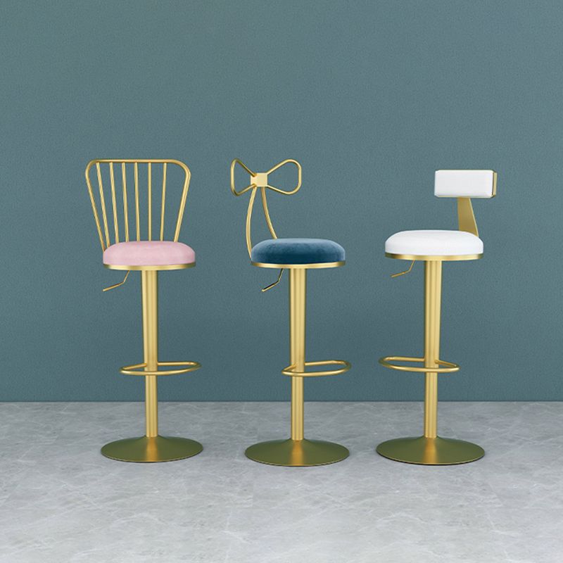 Glam Liftable Backrest Counter Stool Iron Cafe Bar Stool with Cushion and Pedal Clearhalo 'Bar Furniture' 'Bar Stools' 'bar_stools' 'furn' 'furn_bar_stools' 'Furniture' 'furniture_bar_stools' 'Kitchen & Dining Furniture' 1200x1200_8aa5d5d1-3170-4129-8142-e50ab976b77a