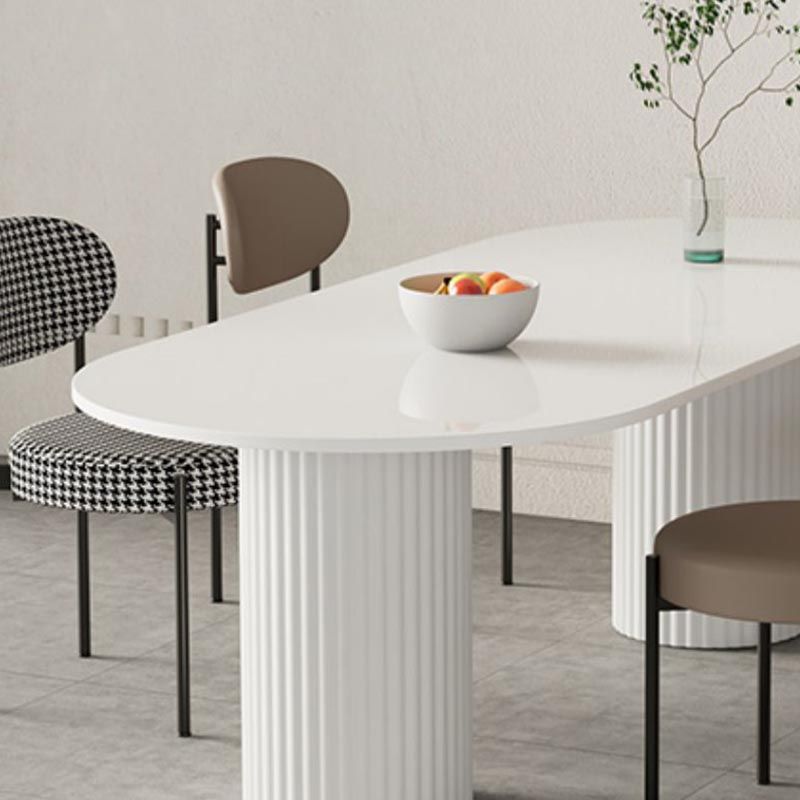 Oval Sintered Stone Dining Table Modern White Furniture with Double Pedestal for Home Clearhalo 'Dining Tables & Seating' 'Dining Tables' 'dining_table' 'furn' 'furn_dining_table' 'Furniture' 'Kitchen & Dining Furniture' 1200x1200_8aa632ad-f2b9-42b3-861c-b483ae436408