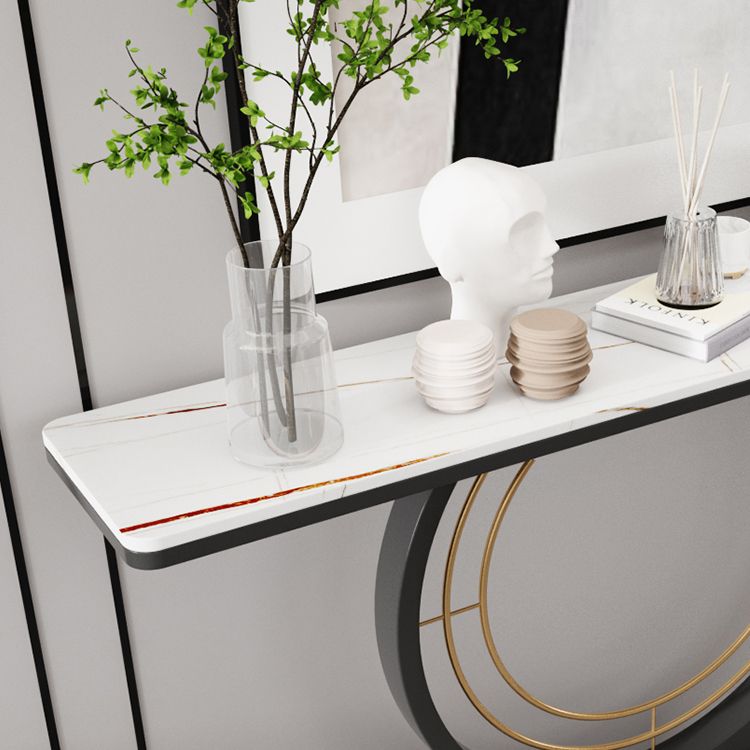 Modern Rectangle Console Accent Table Antique Finish Console Sofa Table in Stone Clearhalo 'Console Tables' 'console_tables' 'Entry & Mudroom Furniture' 'furn' 'furn_console_tables' 'Furniture' 1200x1200_8aa728c0-1395-4bcf-952b-f8b70e100639