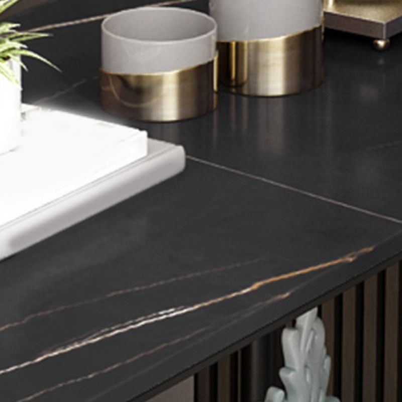 長方形の石4脚サイドテーブル21.65インチの高さのワンシェルフエンドテーブル