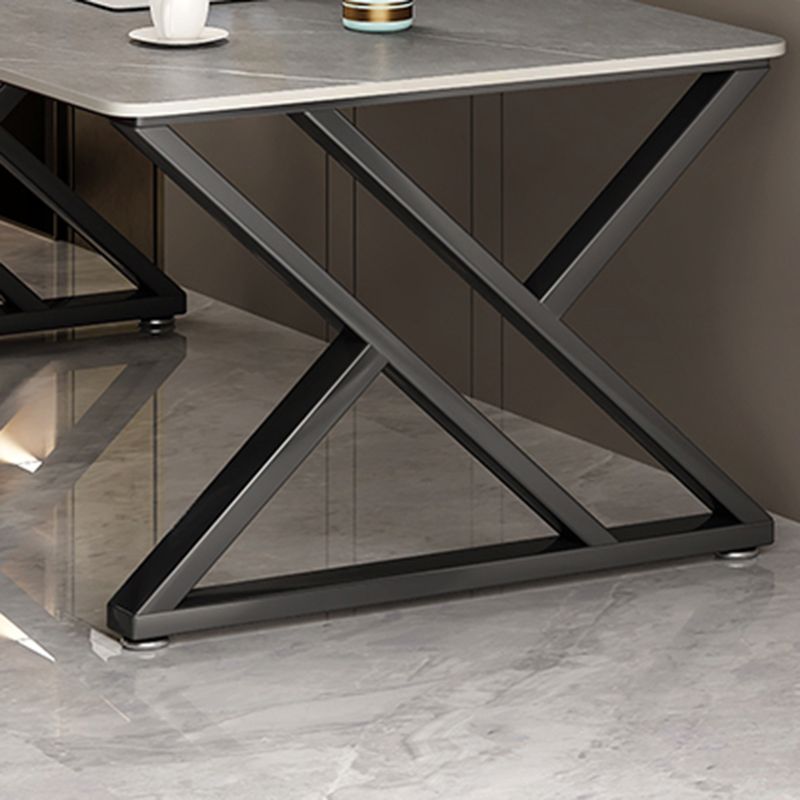 Rectangular Shaped Office Desk 2 Legs Writing Desk in Grey for Home ...