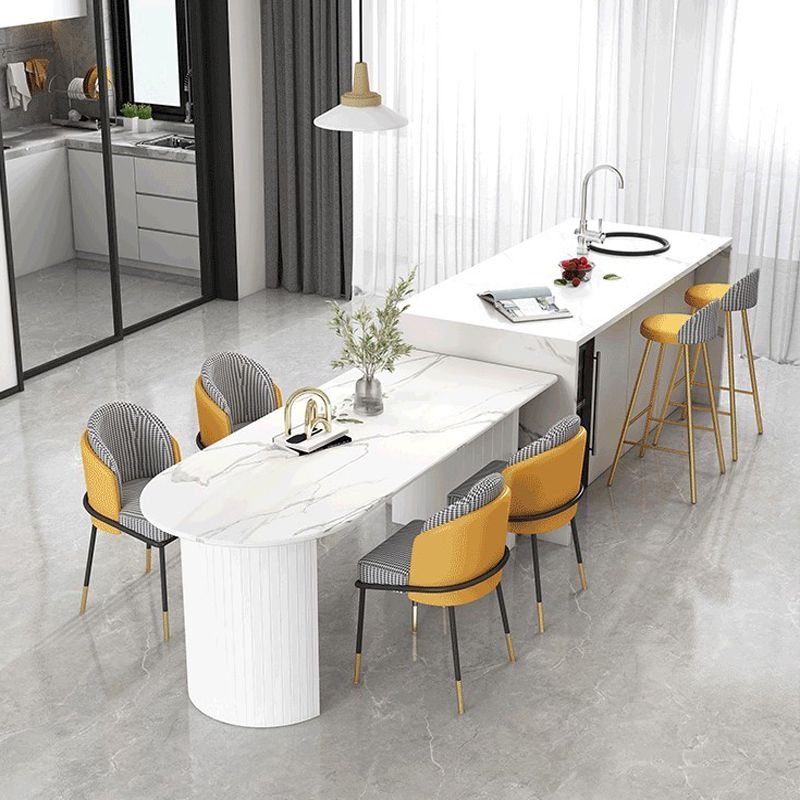 Stone Double Pedestal Dining Table Simplicity Style Dining Room Table for Home Clearhalo ' dining_table' 'Dining Tables & Seating' 'Dining Tables' 'furn' 'furn_dining_table' 'Furniture' 'furniture_dining_table' 'Kitchen & Dining Furniture' 'kitchen&dining_furn' 'kitchen' 'kitchen_dining_table' 1200x1200_8aaca63e-f762-48f1-a67a-974f917b821f