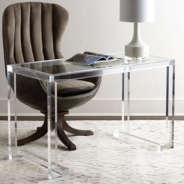 Modern Rectangular Bedroom Desk Glass Top Office Desk Home Writing Desk Clearhalo 'furn' 'furn_office_desk' 'Furniture' 'Office Desks' 'Office Furniture' 'office_desk' 1200x1200_8aad4b94-724a-4ebd-a3ae-22e32cf435c0