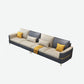 Contemporary Recessed Arm Sofa with Pillows Back and Golden Legs Clearhalo 'furn' 'furn_sectionals' 'Furniture' 'furniture_sectionals' 'kitchen' 'kitchen_sectionals' 'Living Room Furniture' 'Sectionals' 1200x1200_8aadda89-dea1-4988-9d75-db1abee47337