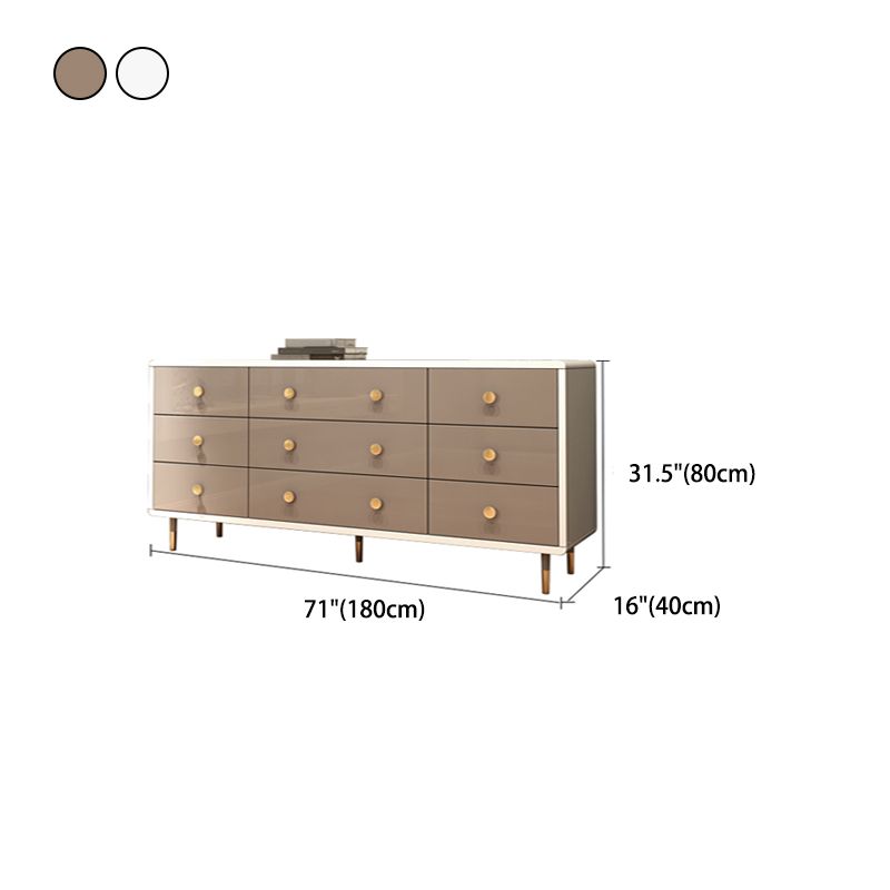Commode double en bois pour chambre à coucher, commode de rangement blanche et grise avec tiroirs