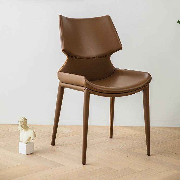Modern Simple Side Chair Faux Leather Armless Dining Chair for Home Use