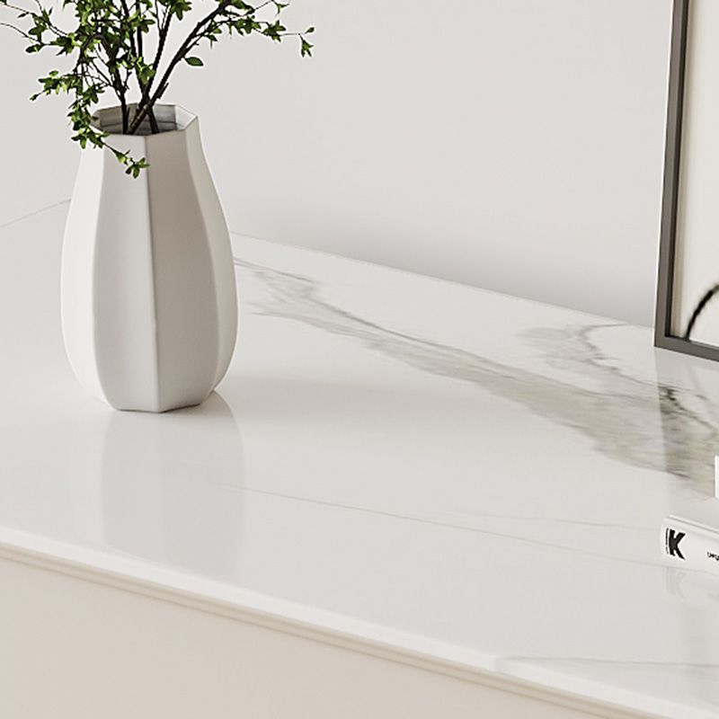 Creamdiera a 3 disegni in pietra sinterizzato bianco con gambe metalliche