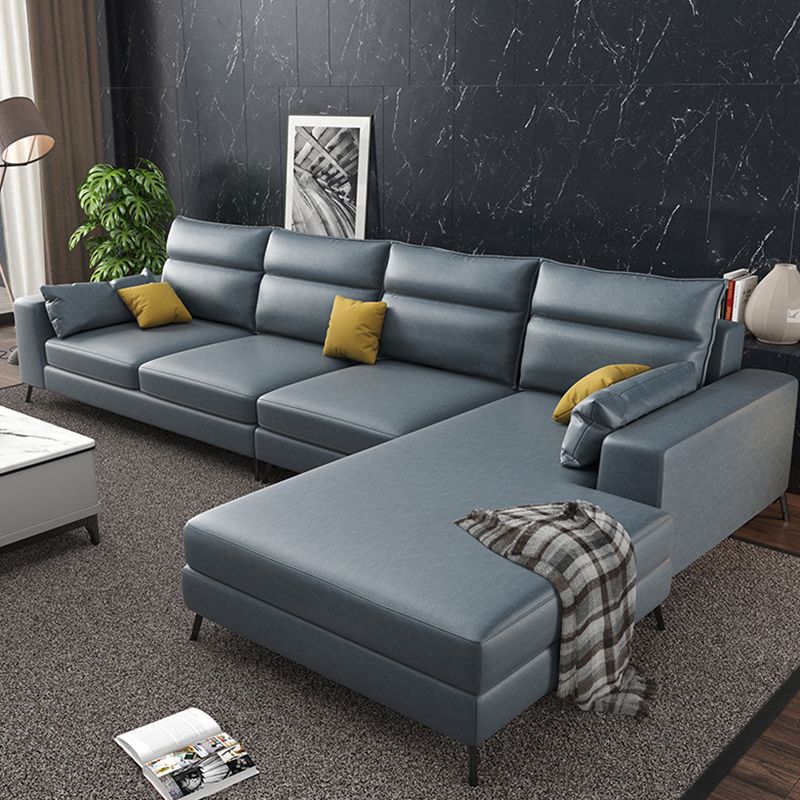 Scandinavian Faux Leather Sectional for Four People 60.63" Wide