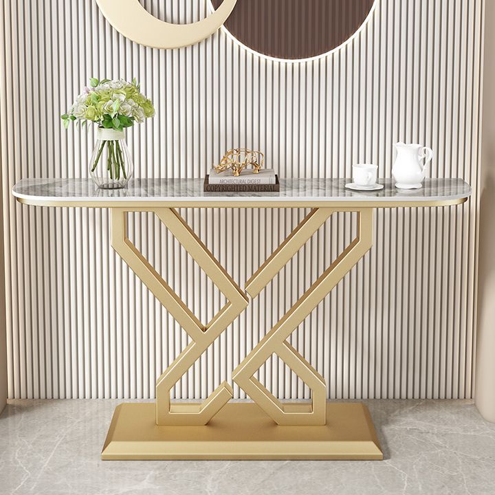 Glam Console Accent Table Antique Finish Console Table in Stone