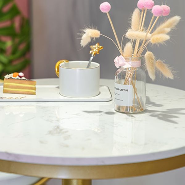 Glam White Faux Marble Bistro Table Indoor Gold Bar Table with Single Pedestal, Only Table Clearhalo 'Bar Furniture' 'Bar Tables' 'bar_tables' 'furn' 'furn_bar_tables' 'Furniture' 'furniture_bar_tables' 'Kitchen & Dining Furniture' 1200x1200_8ab7436e-7348-49fc-8183-d19c8fa16a04