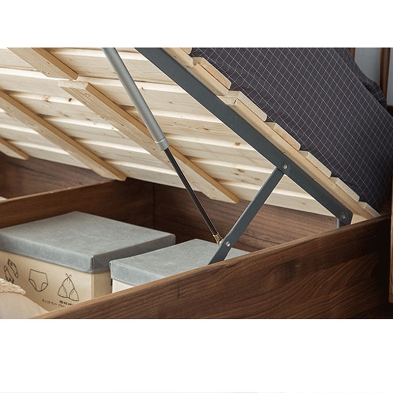 Moderne Plattformbett Walnussmassivholz Standard Bett mit Lagerung