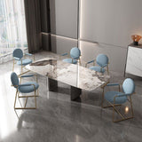 Industrial Double Pedestal Dining Table Rectangle Stone Top Dining Room Table Clearhalo 'Dining Tables & Seating' 'Dining Tables' 'dining_table' 'furn' 'furn_dining_table' 'Furniture' 'Kitchen & Dining Furniture' 1200x1200_8ab8bdd4-381f-4d47-88ee-ebaa36c5d96d