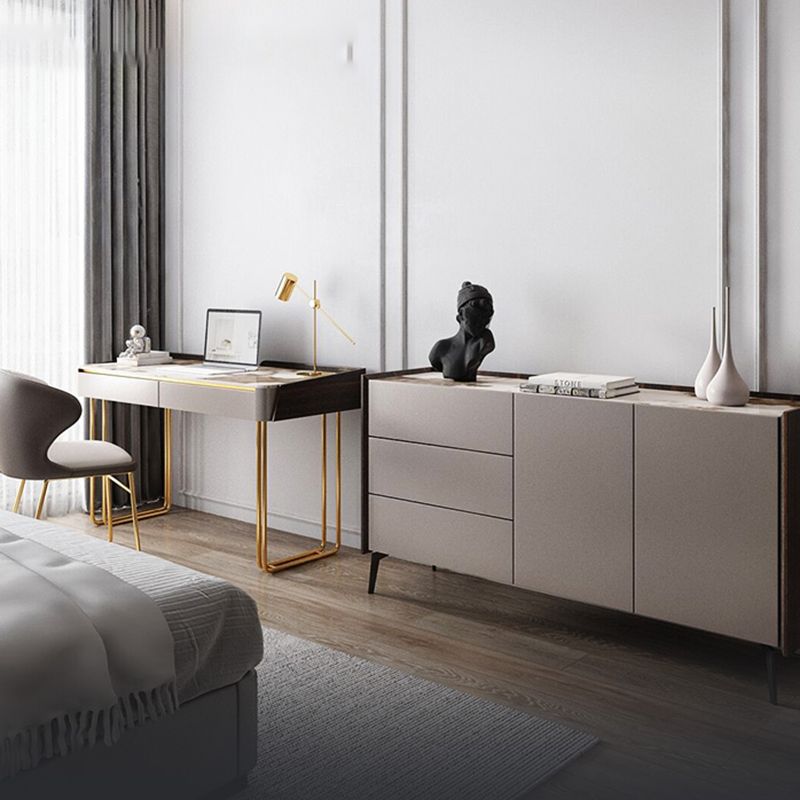 2 Drawers Writing Desk Stone 29.53" Tall Office Desk with Sled Base Clearhalo 'furn' 'furn_office_desk' 'Furniture' 'Office Desks' 'Office Furniture' 'office_desk' 1200x1200_8ab8edb7-07b6-48bb-bbe4-ee4b35356958