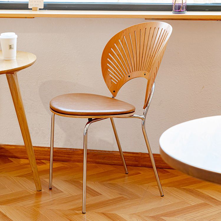 Scandinavian Style Open Back Dining Side Chair with Metal Legs Armless Side Chairs for Home Clearhalo ' kitchen&dining_furn' 'Dining Chairs' 'Dining Tables & Seating' 'dining_chair' 'furn' 'furn_dining_chair' 'Furniture' 'furniture_dining_chair' 'Kitchen & Dining Furniture' 'kitchen' 1200x1200_8ab9ce00-b3ab-4a06-821f-30f3f84b61e2