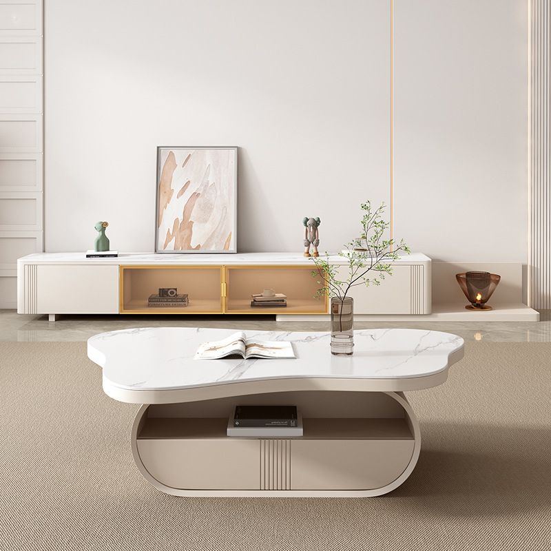 Contemporary Geometric Cocktail Table Stone White Coffee Table Clearhalo 'Coffee & Accent Tables' 'Coffee Tables' 'coffee_tables' 'furn' 'furn_coffee_tables' 'Furniture' 'Living Room Furniture' 1200x1200_8aba73c1-d3a6-417f-bbb1-54e89768a57c