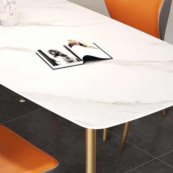Set da tavolo da pranzo rettangolare glam 1/3/4/5 pezzi Dinette Set con top in pietra sinterizzata bianca