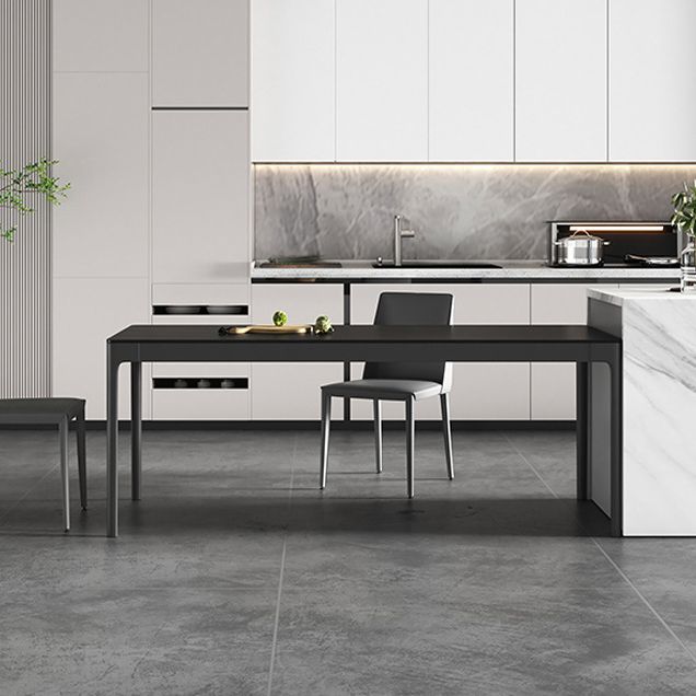 Modern Style Sintered Stone Dining Room Dinner Kitchen Table Black Rectangle Table Clearhalo ' dining_table' 'Dining Tables & Seating' 'Dining Tables' 'Furniture' 'furniture_dining_table' 'Kitchen & Dining Furniture' 'kitchen&dining_furn' 'kitchen' 'kitchen_dining_table' 1200x1200_8abb3877-d485-47a8-bcc0-12a4b7b511f3