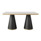 Traditional Luxury Style Dining Table White Sintered Stone Table with Black Frame Clearhalo ' dining_table' 'Dining Tables & Seating' 'Dining Tables' 'furn' 'furn_dining_table' 'Furniture' 'furniture_dining_table' 'Kitchen & Dining Furniture' 'kitchen&dining_furn' 'kitchen' 'kitchen_dining_table' 1200x1200_8abc0487-4128-4fbe-9dd3-4a94e879675c