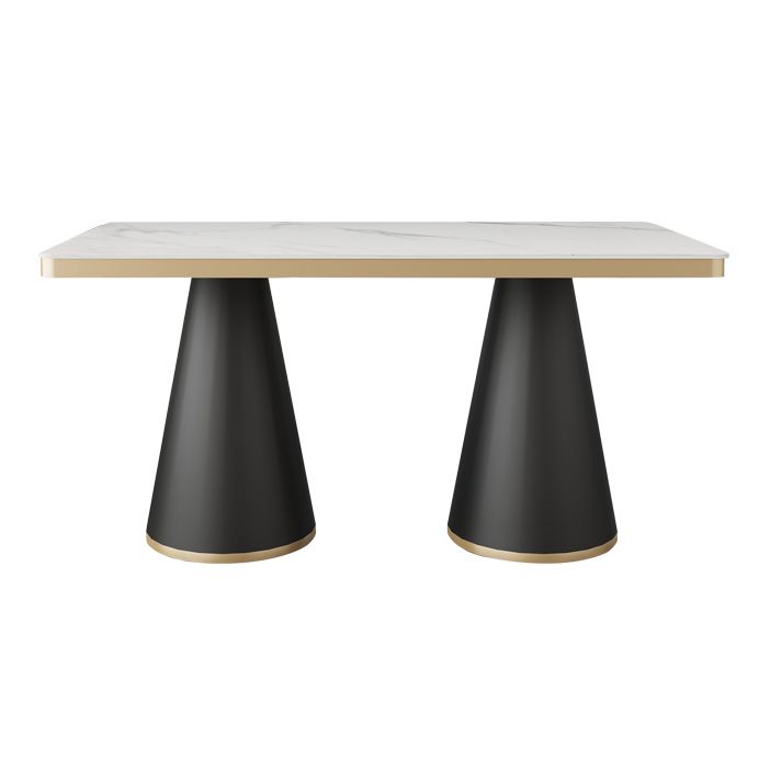 Traditional Luxury Style Dining Table White Sintered Stone Table with Black Frame Clearhalo ' dining_table' 'Dining Tables & Seating' 'Dining Tables' 'furn' 'furn_dining_table' 'Furniture' 'furniture_dining_table' 'Kitchen & Dining Furniture' 'kitchen&dining_furn' 'kitchen' 'kitchen_dining_table' 1200x1200_8abc0487-4128-4fbe-9dd3-4a94e879675c