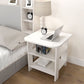 Transitional Square Wood End Table 4 Legs Sofa Side Table with Shelves