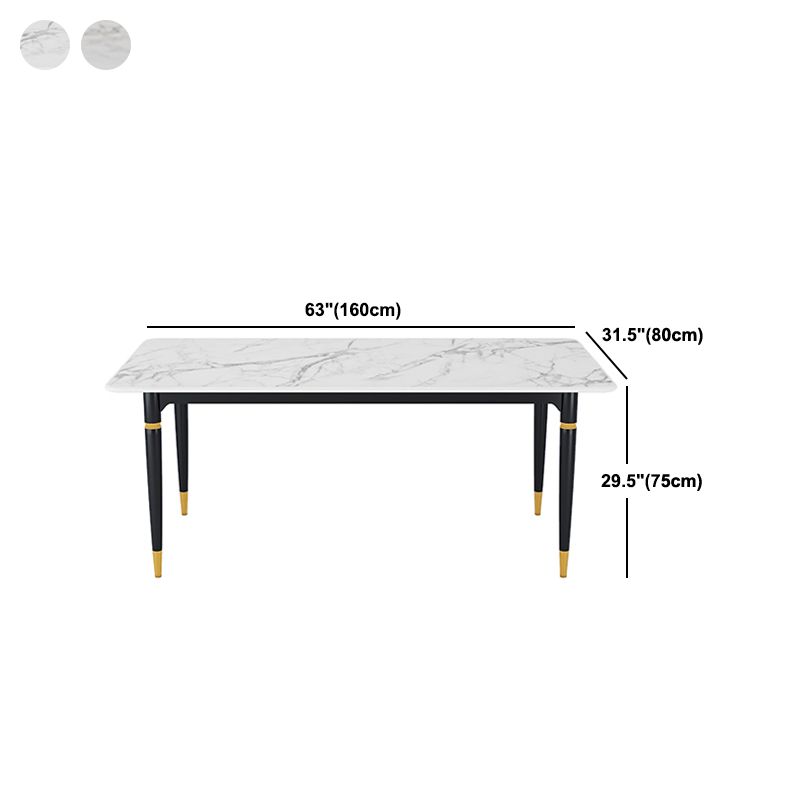 モダンな1/4/5/7ピースダイニングセット長方形の黒いベースディネットセットストーントップ