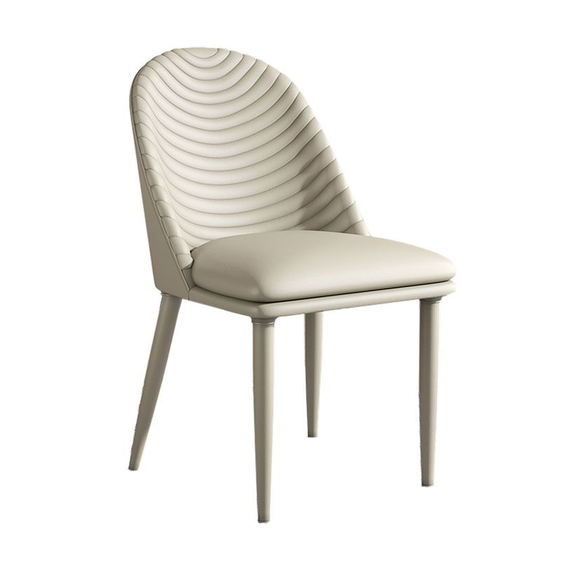 Minimalist Armless Solid Back Chair for Kitchen Leather Dining Chair