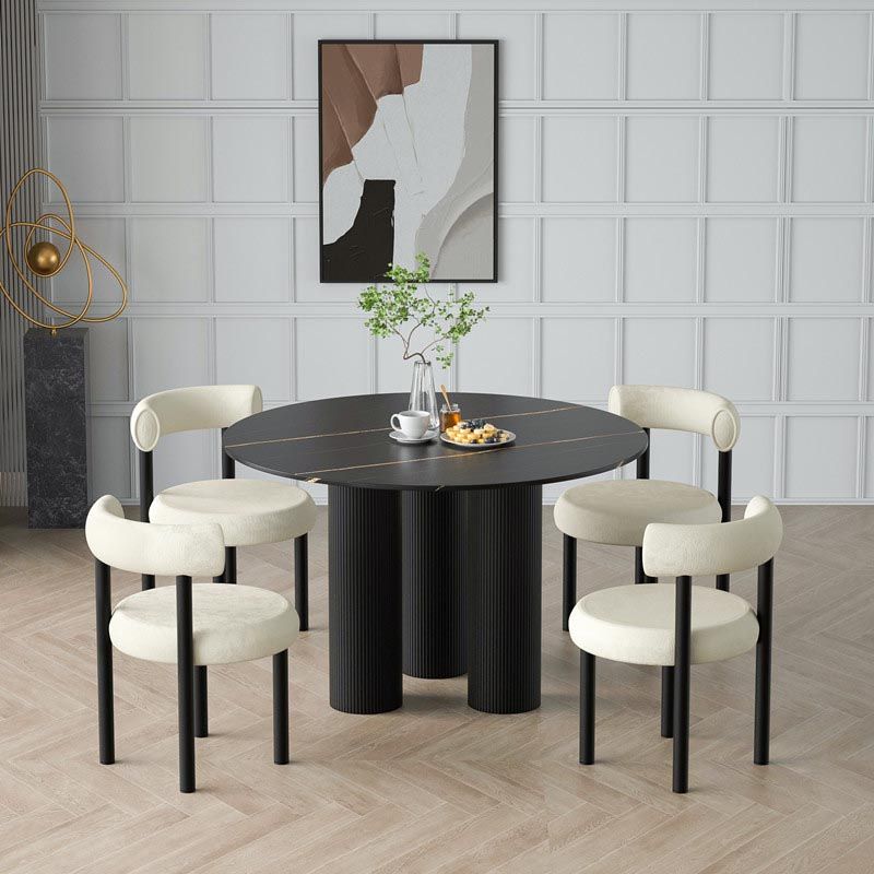 Stone Contemporary Round Dining Table Matte Finish 3 Legs Table for Kitchen Clearhalo 'Dining Tables & Seating' 'Dining Tables' 'dining_table' 'furn' 'furn_dining_table' 'Furniture' 'furniture_dining_table' 'Kitchen & Dining Furniture' 'kitchen' 'kitchen_dining_table' 1200x1200_8abda133-44b6-4c3b-b0b8-22e134f120bd