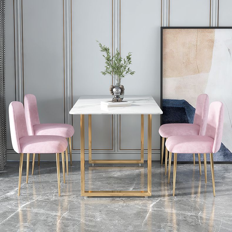 Glam 1/2/5 Pieces Dining Set Rectangle Stone Dining Table for Dining Room Clearhalo 'Dining Room Sets' 'Dining Tables & Seating' 'dining_room_set' 'furn' 'furn_dining_room_set' 'Furniture' 'furniture_dining_room_set' 'Kitchen & Dining Furniture' 1200x1200_8abe1249-e20c-43dc-954e-ff9bd73768d3