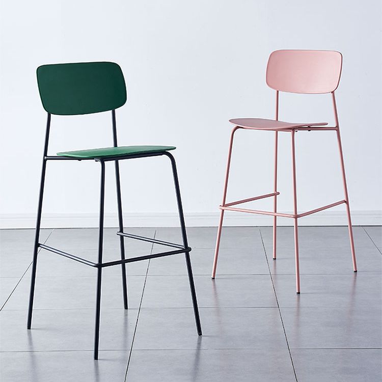 Taburete de la barra de respaldo escandinavo rectángulo de plástico Taburada de contra-altura